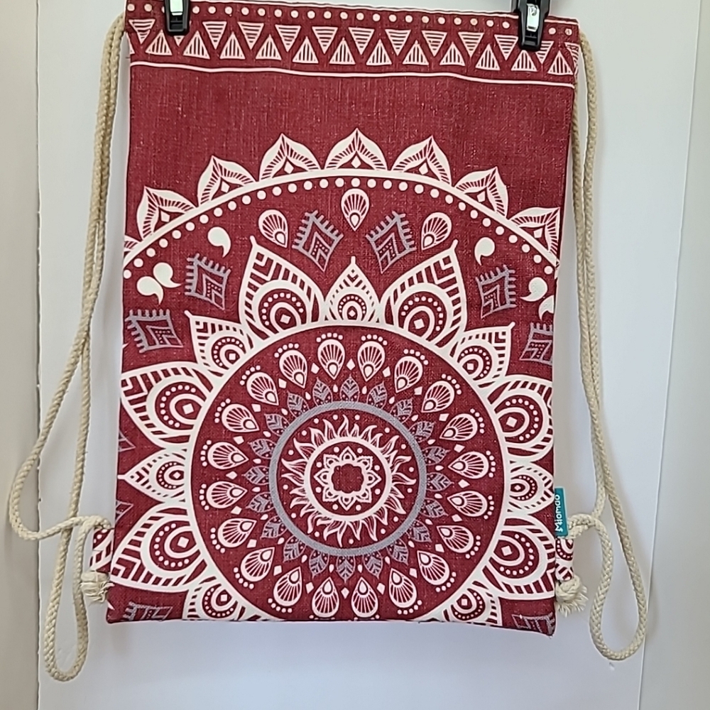 Red Mandala Drawstring Backpack 12.5"x17.5"